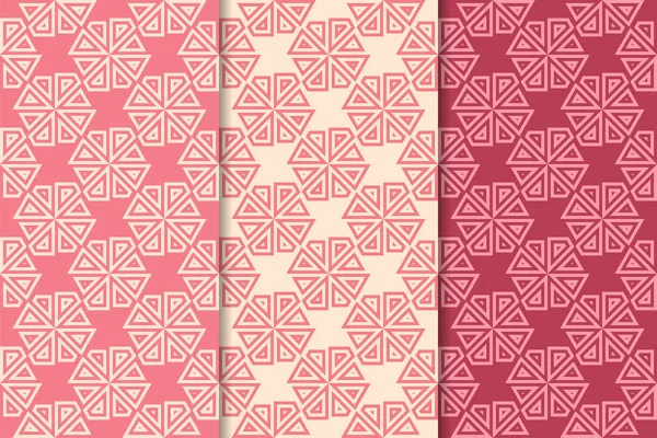 Kiraz kırmızısı geometrik süsler. Web, Tekstil ve duvar kağıtları için dikey Dikişsiz desen seti