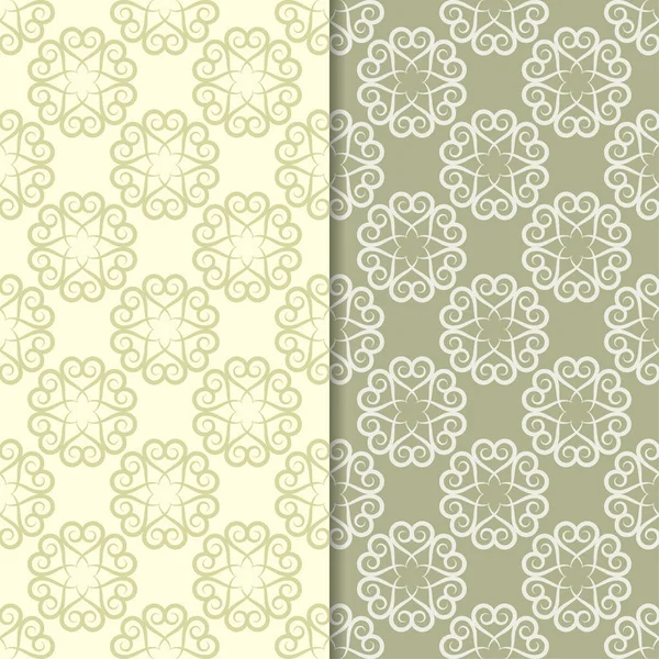 Zeytin yeşili çiçek arka planlar. Tekstil ve duvar kağıtları için dikişsiz desen seti