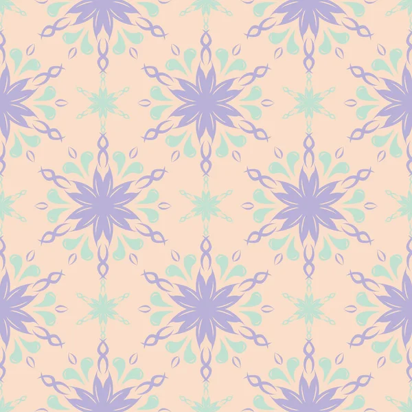 Bej renkli çiçek arka plan. Duvar kağıtları, Tekstil ve kumaş için mor ve mavi elemanları ile Seamless modeli