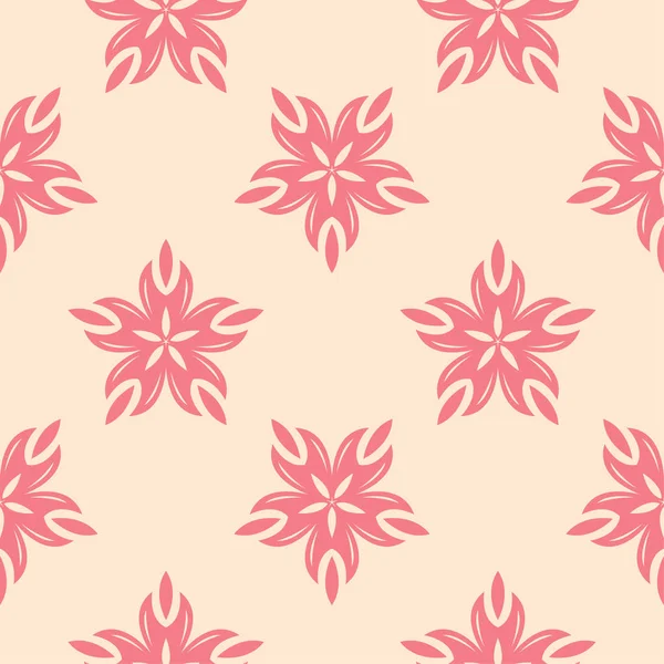 Bej renkli arka plan üzerinde kırmızı çiçekli süs. Tekstil ve duvar kağıtları için seamless modeli