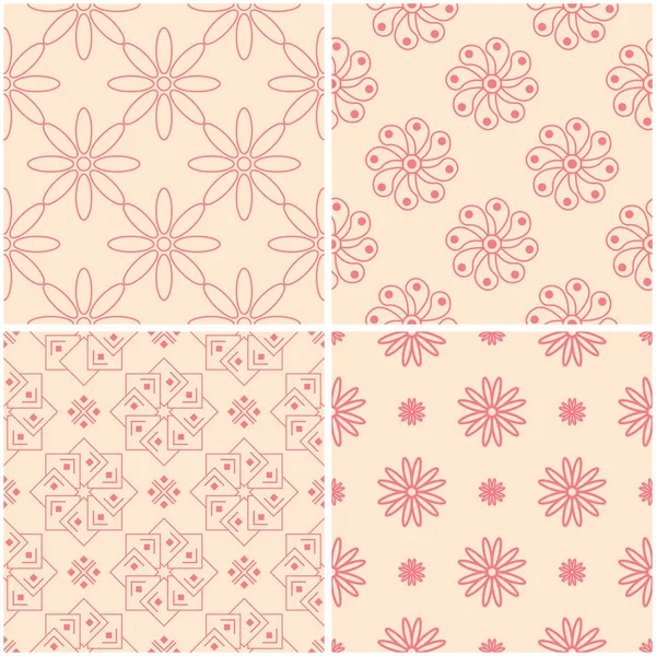 Çiçek desenleri. Dizi sorunsuz arka plan bej ve kırmızı. Vektör çizim