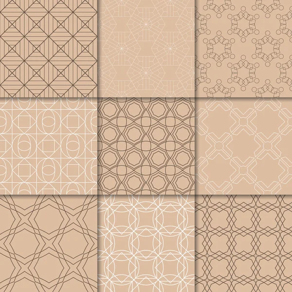 Kahverengi Bej geometrik süsler. Web, Tekstil ve duvar kağıtları için dikişsiz desen koleksiyonu