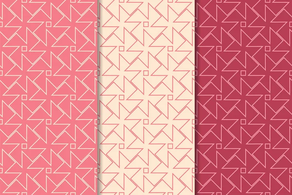 Kiraz kırmızısı geometrik süsler. Web, Tekstil ve duvar kağıtları için dikey Dikişsiz desen seti