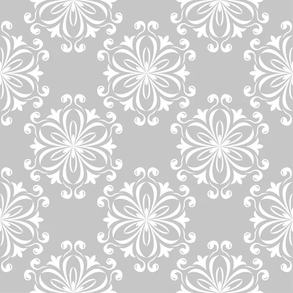 Diseño Floral Blanco Sobre Fondo Gris Patrón Sin Costuras Para — Archivo Imágenes Vectoriales