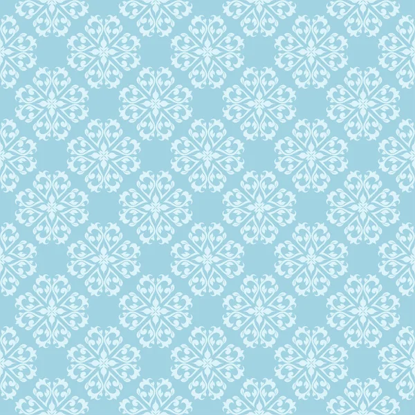 Mavi zemin üzerine beyaz çiçek desenli. Tekstil ve duvar kağıtları için sorunsuz süsleme