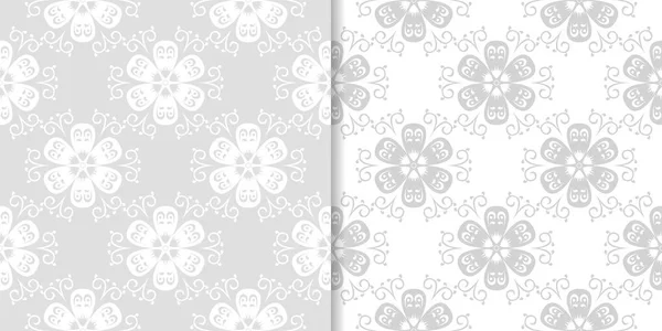 Işık gri çiçek arka planlar. Tekstil ve duvar kağıtları için dikişsiz desen seti
