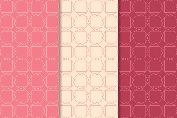 Kiraz kırmızısı geometrik süsler. Web, Tekstil ve duvar kağıtları için dikey Dikişsiz desen seti