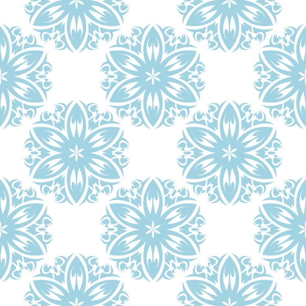 Beyaz zemin üzerine mavi çiçek süsleme. Tekstil ve duvar kağıtları için seamless modeli