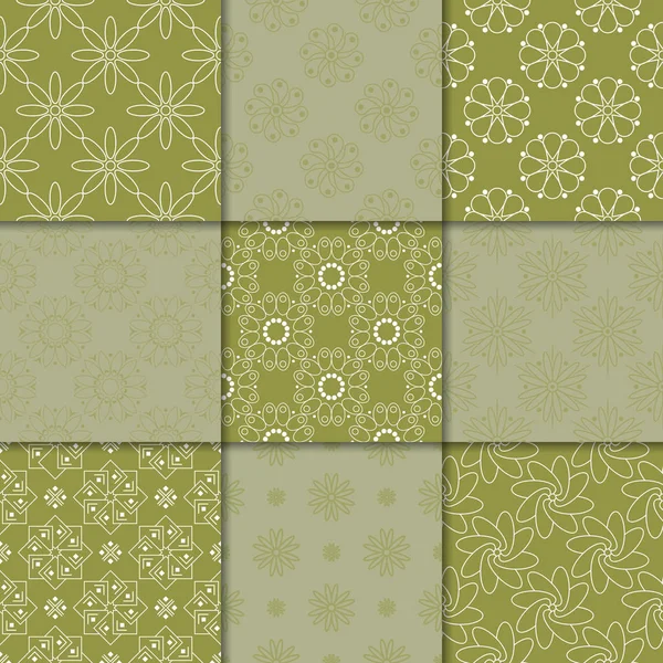 Zeytin Yeşil çiçekli süsler. Kağıt için dikişsiz desen koleksiyonu Tekstil
