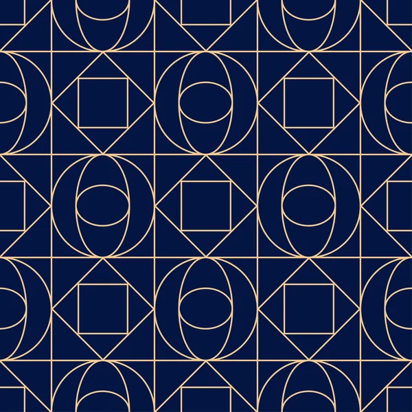 Koyu mavi zemin üzerine altın geometrik yazdır. Web, Tekstil ve duvar kağıtları için seamless modeli