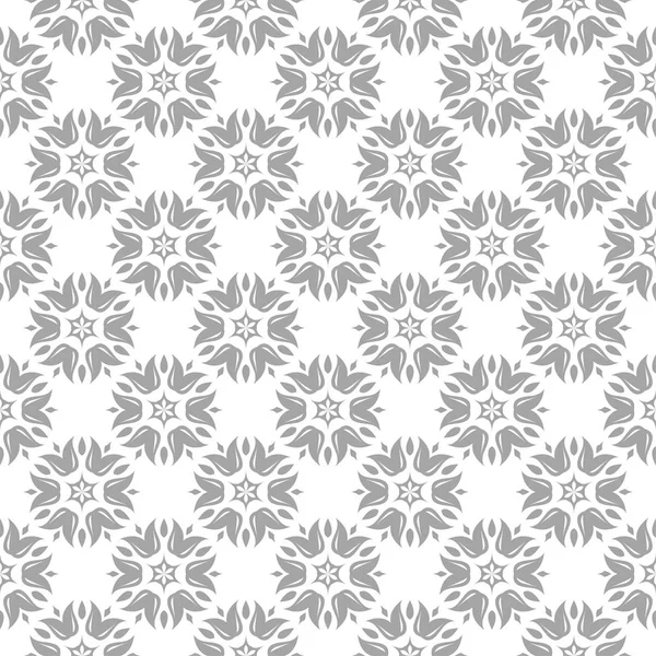 Adorno Floral Gris Claro Sobre Fondo Blanco Patrón Sin Costuras — Vector de stock