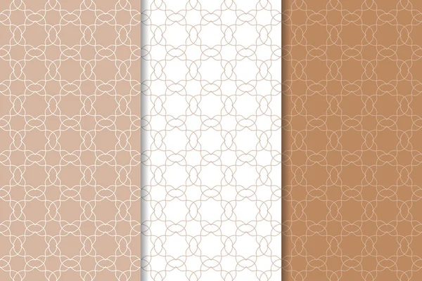 Kahverengi ve beyaz geometrik süsler. Web, Tekstil ve duvar kağıtları için dikişsiz desen seti