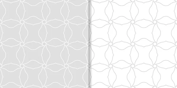 光灰色の幾何学的なプリント Web テキスタイルや壁紙のためのシームレスなパターンのセット — ストックベクタ
