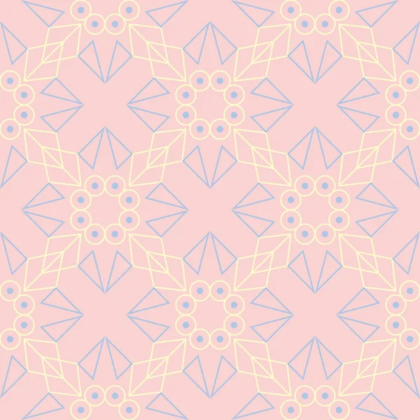 Geometric Pink Colored Seamless Pattern Blue Beige Elements Wallpapers Textile — Stock Vector