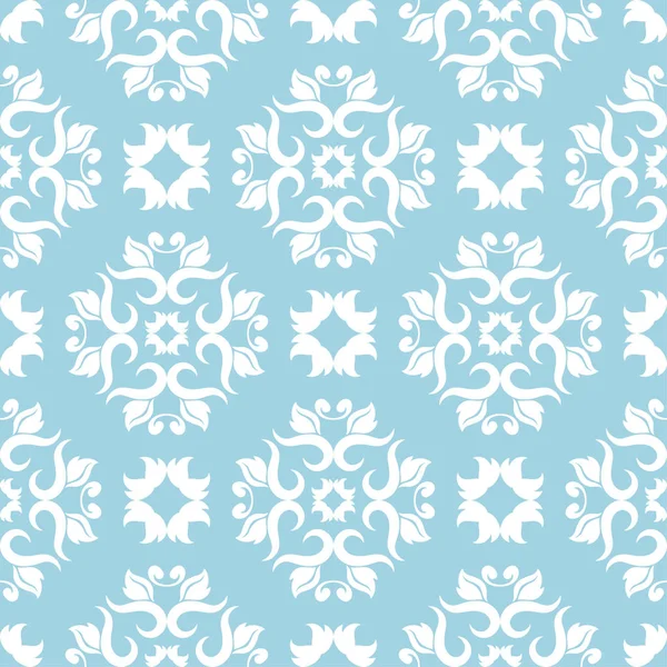 Mavi zemin üzerine beyaz çiçek süsleme. Tekstil ve duvar kağıtları için seamless modeli