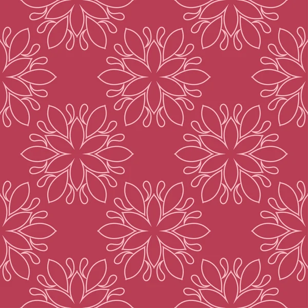 Adorno Floral Sobre Fondo Rojo Patrón Sin Costuras Para Textiles — Vector de stock