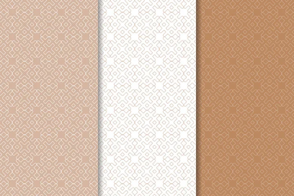 Geometrik süsler kümesi. Kahverengi ve beyaz Dikişsiz desen web, Tekstil ve duvar kağıtları için