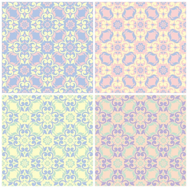 Soluk renkli kesintisiz arka plan duvar kağıtları, Tekstil ve kumaş çiçek desenleri ile set