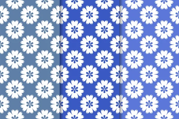 Çiçek süsler kümesi. Mavi dikey Dikişsiz desen. Duvar kağıdı arka plan