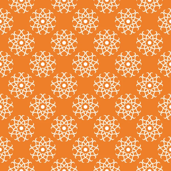 Turuncu zemin üzerine beyaz çiçek süsleme. Tekstil ve duvar kağıtları için seamless modeli