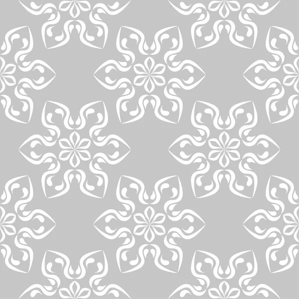 Gri arka plan üzerinde beyaz çiçek süsleme. Tekstil ve duvar kağıtları için seamless modeli