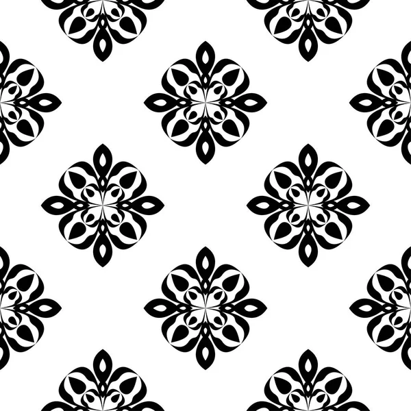 Beyaz arka planda siyah çiçek süsleme. Tekstil ve duvar kağıtları için seamless modeli