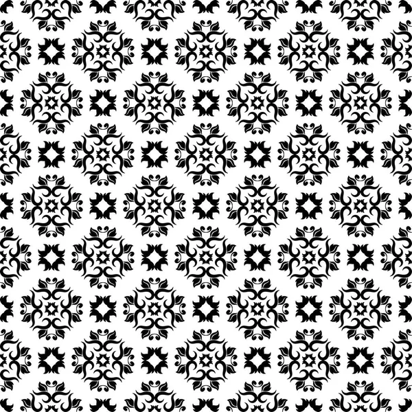 Beyaz arka planda siyah çiçek süsleme. Tekstil ve duvar kağıtları için seamless modeli