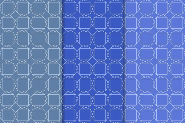 Mavi geometrik süsler. Web, Tekstil ve duvar kağıtları için dikey Dikişsiz desen seti