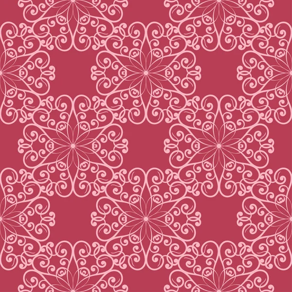 Kırmızı zemin üzerine çiçek süsleme. Tekstil ve duvar kağıtları için seamless modeli