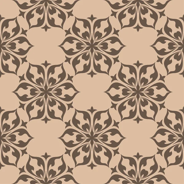 Brauner Blumenschmuck Auf Beigem Hintergrund Nahtloses Muster Für Textilien Und — Stockvektor