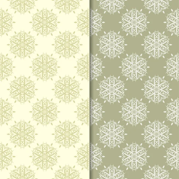 Zeytin yeşili çiçek arka planlar. Tekstil ve duvar kağıtları için dikişsiz desen seti