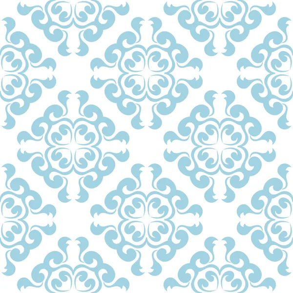 Ornamento Floral Azul Sobre Fundo Branco Padrão Sem Costura Para — Vetor de Stock