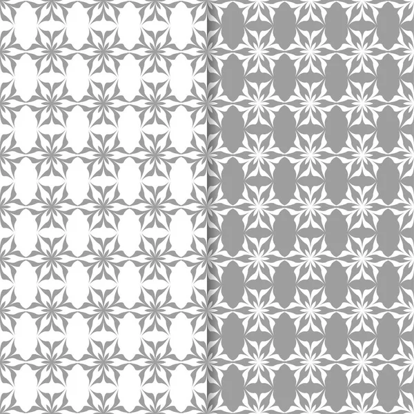 Beyaz ve gri çiçek süs tasarımlar. Tekstil ve duvar kağıtları için dikişsiz desen seti