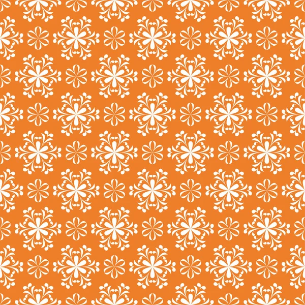White Floral Ornament Orange Background Seamless Pattern Textile Wallpapers — Stock Vector