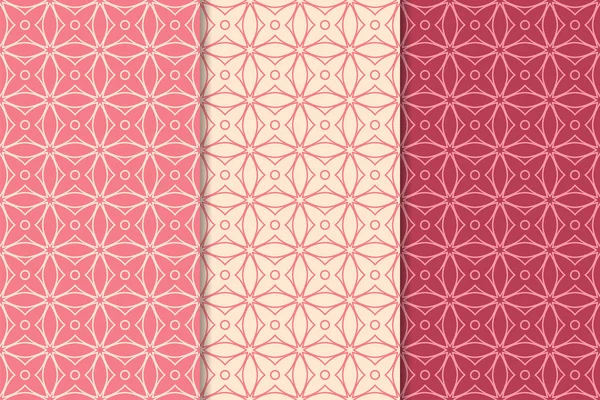 Kiraz kırmızısı geometrik süsler. Web, Tekstil ve duvar kağıtları için dikey Dikişsiz desen seti