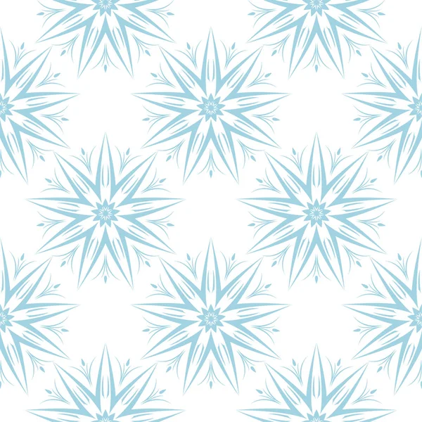 Blaue Blumen Auf Weißem Hintergrund Ornamentale Nahtlose Muster Für Textilien — Stockvektor
