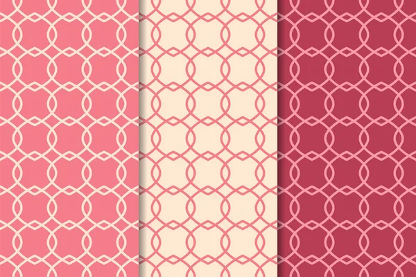 Kiraz kırmızısı geometrik süsler. Web, Tekstil ve duvar kağıtları için dikey Dikişsiz desen seti