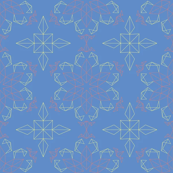 Çiçek seamless modeli. Mavi arka plan üzerinde kırmızı ve sarı çiçek öğeleri