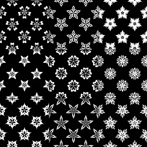 Черно Белые Цветочные Украшения Коллекция Монохромных Бесшовных Узоров Бумаги Текстиля — стоковый вектор