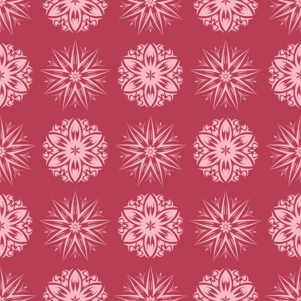 Kırmızı zemin üzerine çiçek süsleme. Tekstil ve duvar kağıtları için seamless modeli