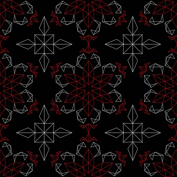 Çiçek elemanları ile Seamless modeli. Siyah kırmızı beyaz bir arka plan duvar kağıtları, Tekstil ve kumaş için