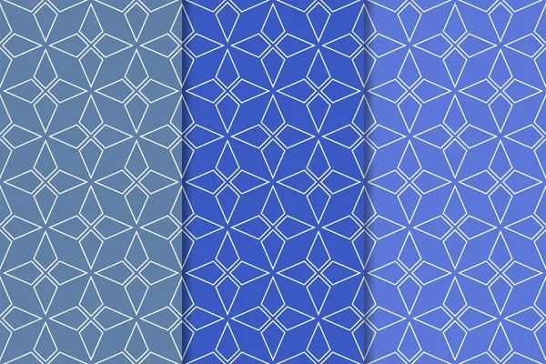 Geometrik süsler kümesi. Web, Tekstil ve duvar kağıtları için mavi dikey Dikişsiz desen