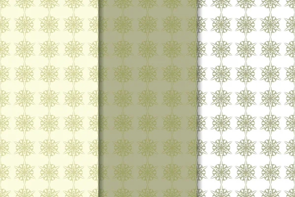 Zeytin yeşili çiçek desenleri. Tekstil ve duvar kağıtları için dikişsiz desen seti