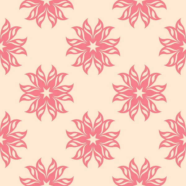 Bej renkli arka plan üzerinde kırmızı çiçekli süs. Tekstil ve duvar kağıtları için seamless modeli