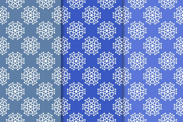 Mavi çiçekli süsler. Dikey Dikişsiz desen seti. Duvar kağıdı arka plan