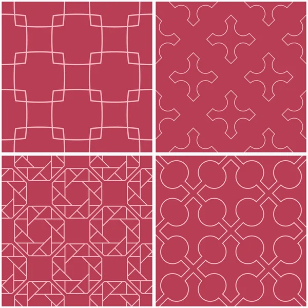 Geometrik desenler. Soluk kırmızı sorunsuz arka planlar kümesi. Vektör çizim