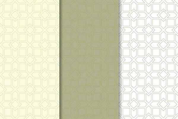 Zeytin yeşili ve web, Tekstil ve duvar kağıtları için geometrik Dikişsiz desen beyaz set