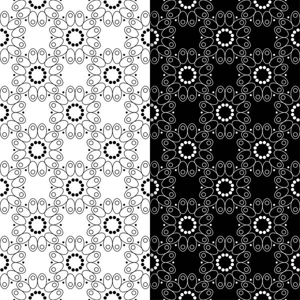 Черно Белые Цветочные Украшения Набор Плавных Фонов Текстиля Обоев — стоковый вектор