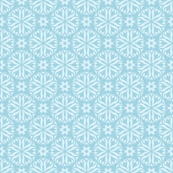 Bílý Modrý Květinový Vzor Bezproblémové Ornament Textil Tapety — Stockový vektor