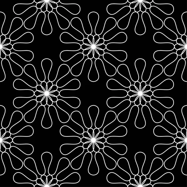 Siyah arka plan üzerine beyaz çiçekler. Tekstil ve duvar kağıtları için süs seamless modeli